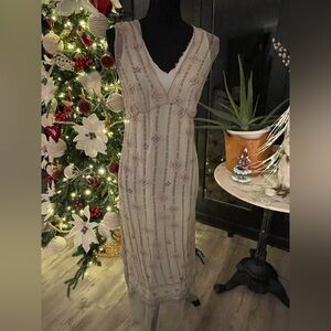 Stunning OOAK Rozae Nichols exquisite Silk dress with cotton slip.  2 pc
